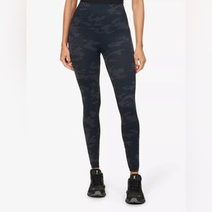 Spanx Look At Me Now Black/Blue Camo Leggings High Rise Small